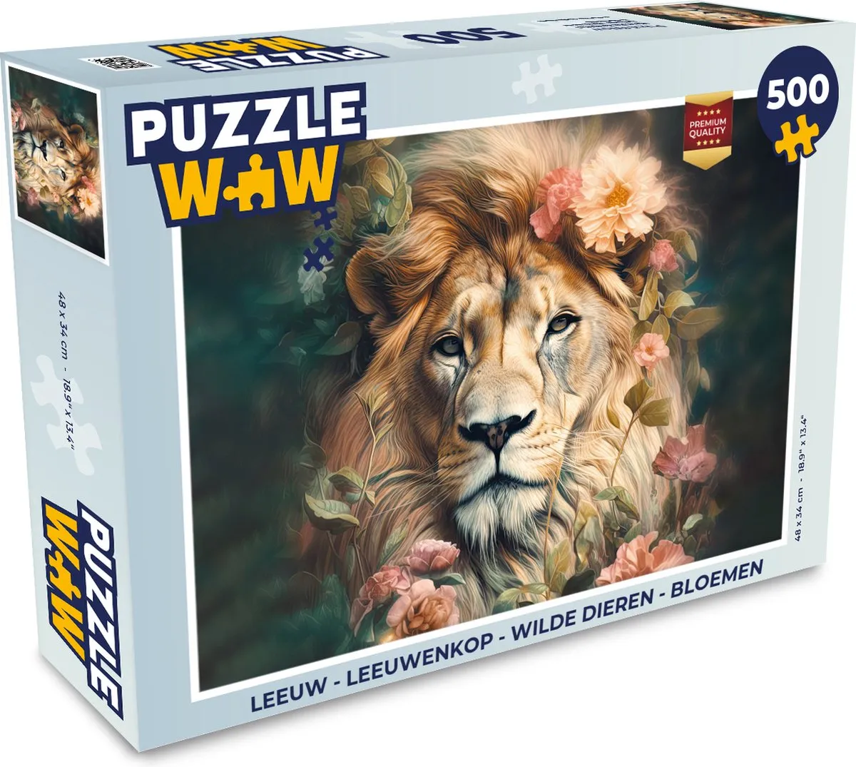 PuzzleWow Leeuwenkop Puzzel 500 Stuks - Multicolor