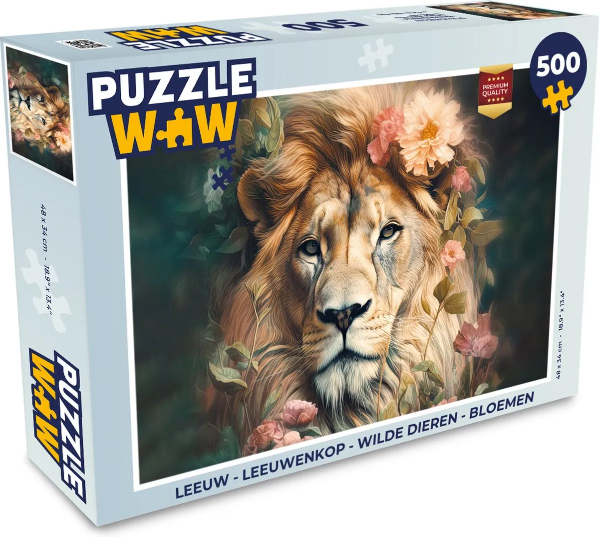 PuzzleWow Leeuwenkop Puzzel 500 Stuks - Multicolor