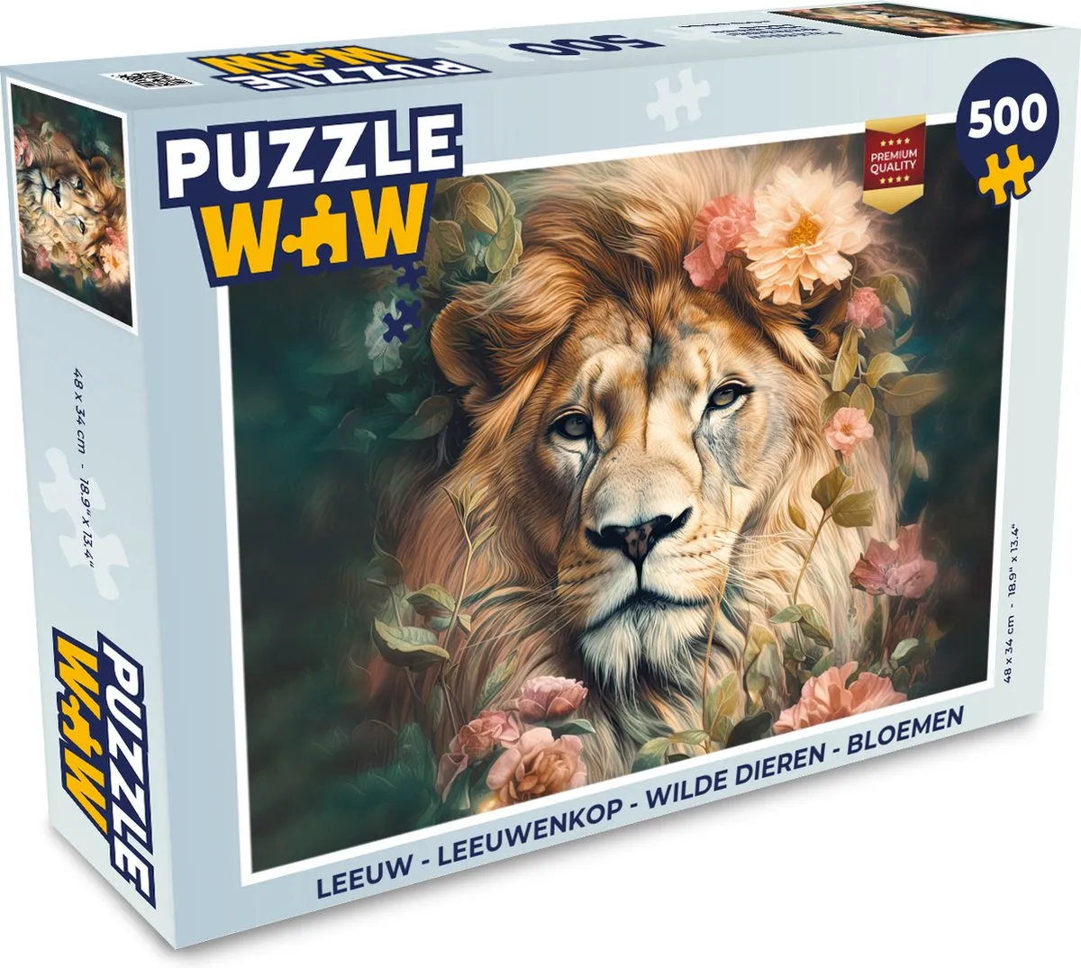 PuzzleWow Leeuwenkop Puzzel 500 Stuks - Multicolor