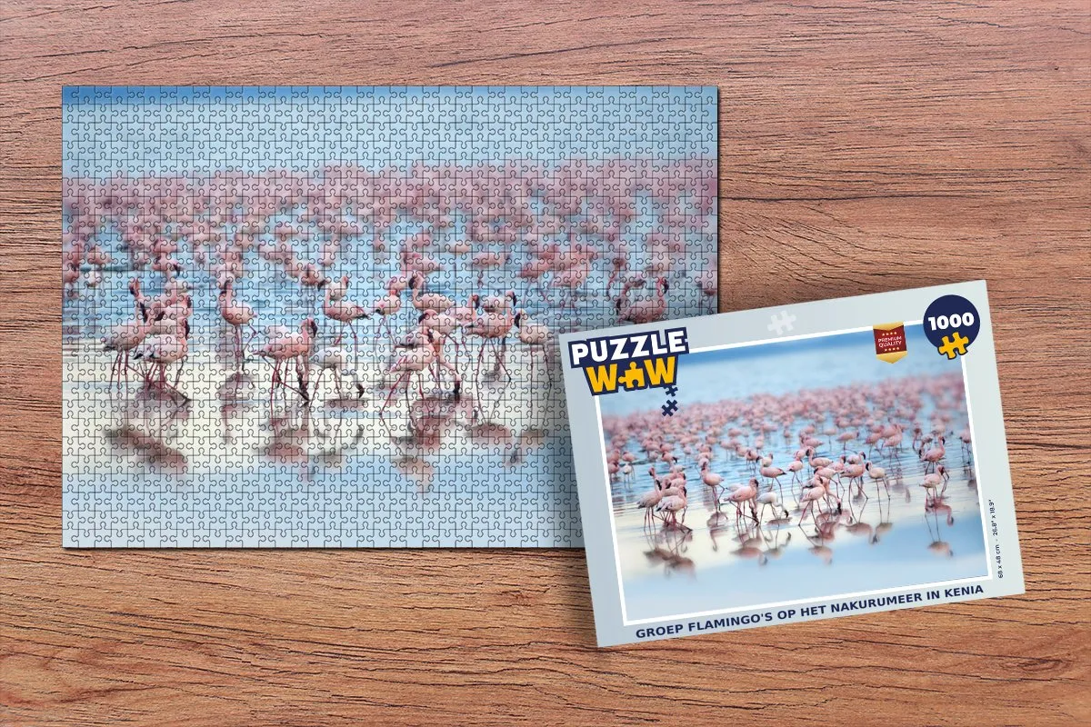 PuzzleWow Legpuzzel Flamingo's Nakurumeer 1000 Stuks - Multicolor