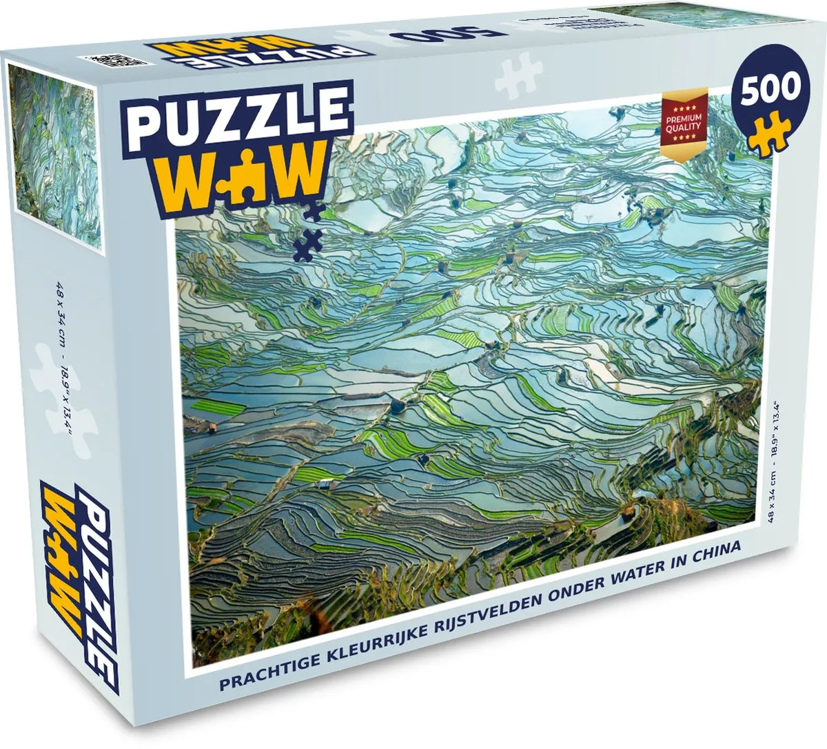 PuzzleWow Legpuzzel Rijstvelden onder water China 500 Stuks