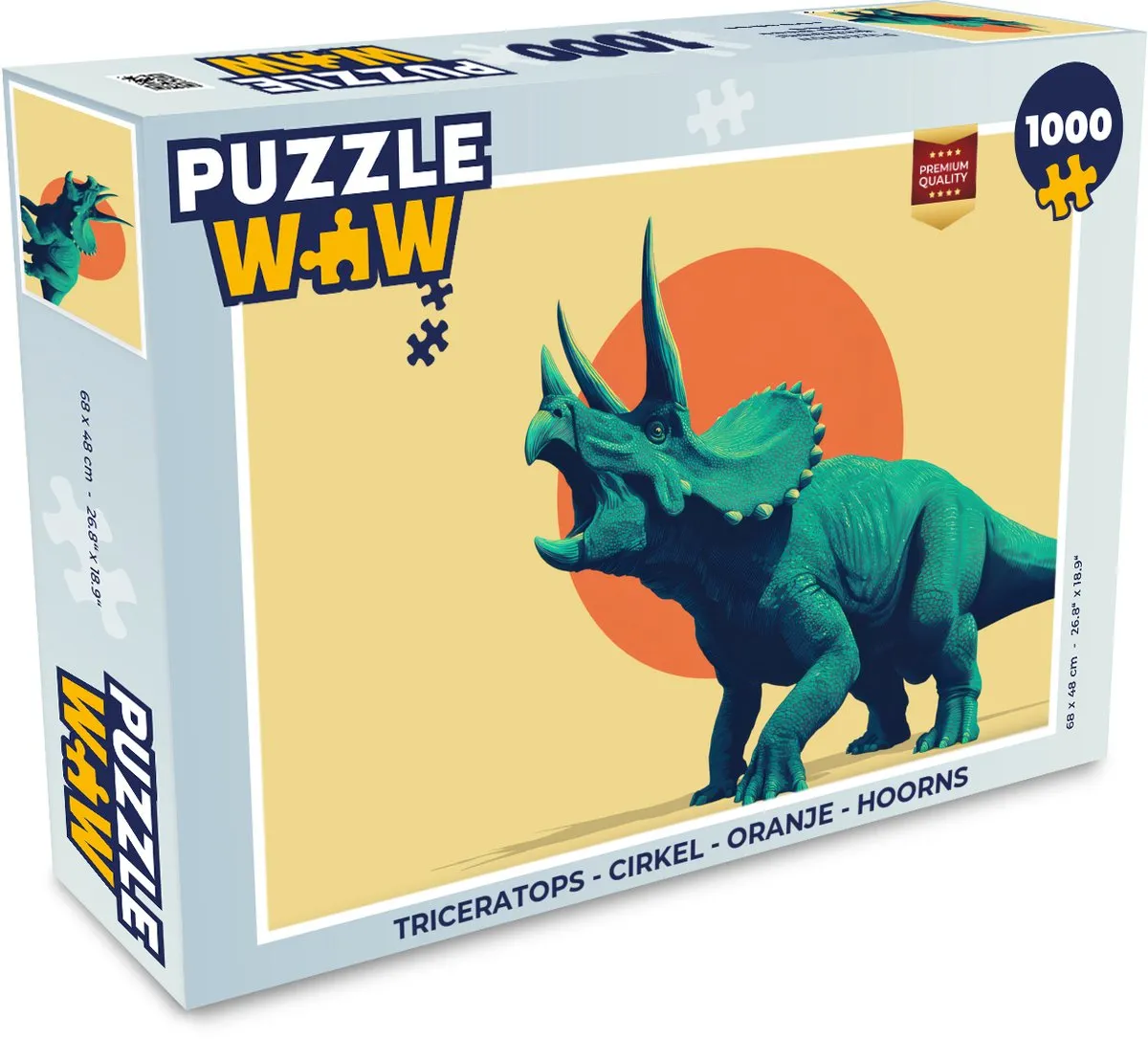PuzzleWow Triceratops Legpuzzel 1000 Stuks - Oranje
