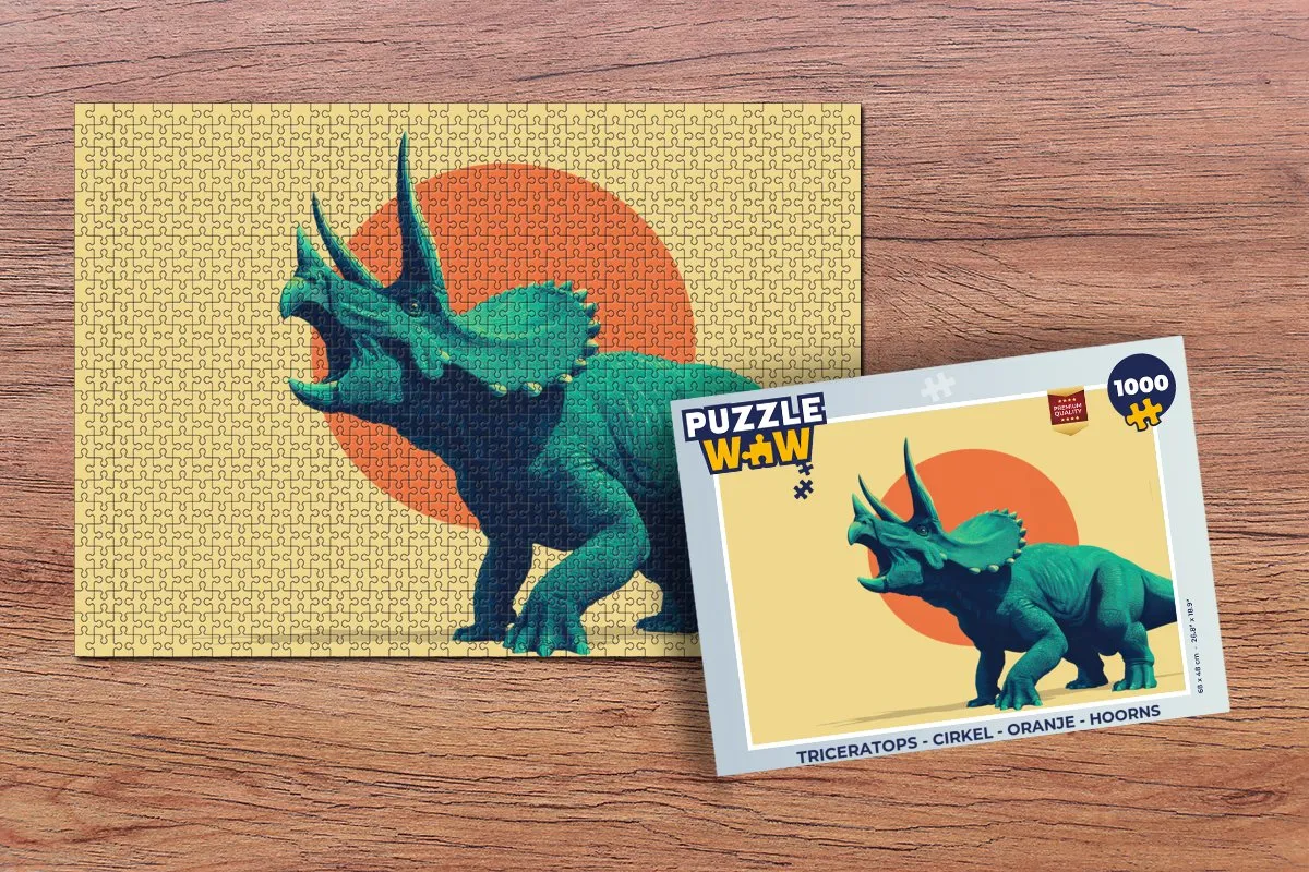 PuzzleWow Triceratops Legpuzzel 1000 Stuks - Oranje