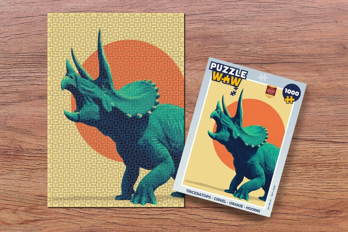 PuzzleWow Triceratops Legpuzzel 1000 Stuks - Oranje