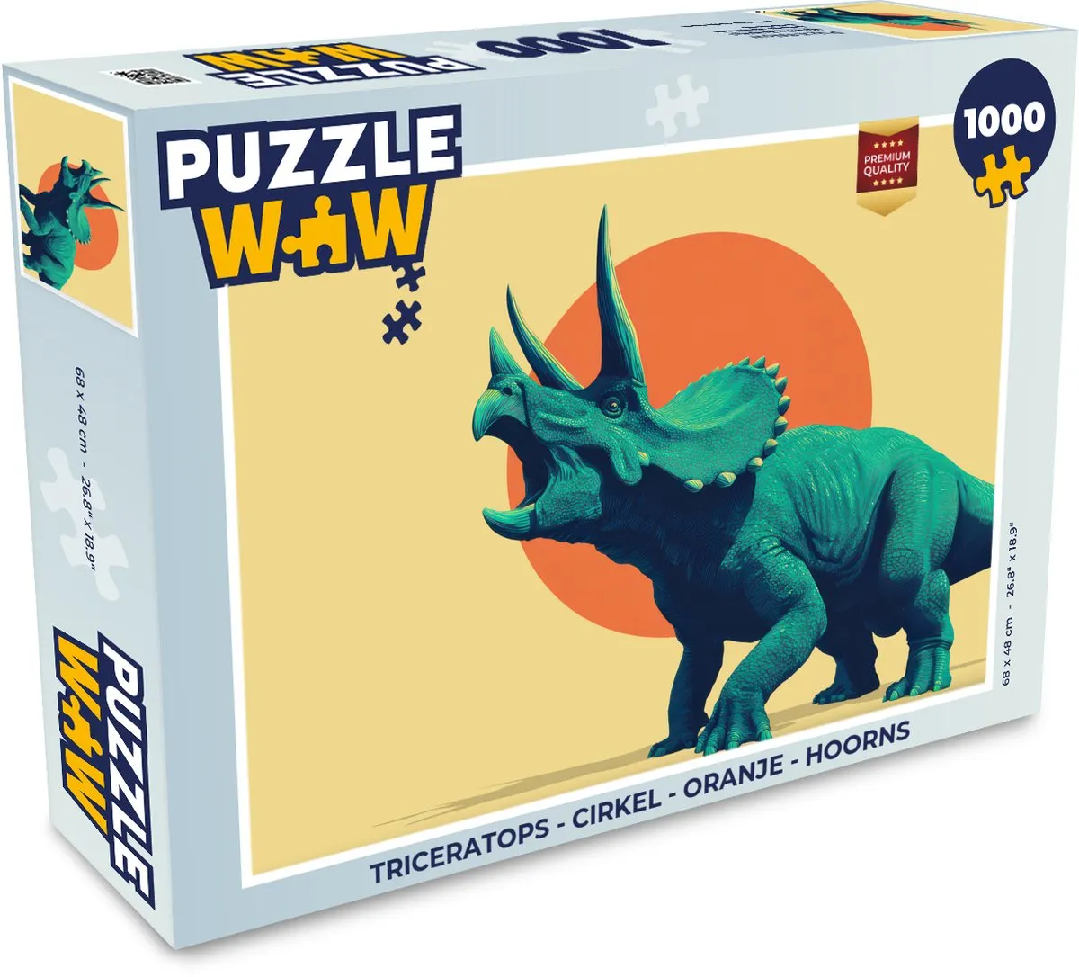 PuzzleWow Triceratops Legpuzzel 1000 Stuks - Oranje