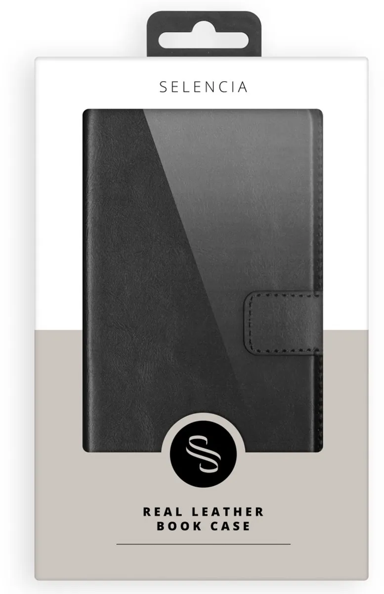Selencia Hoesje iPhone 13 Pro Max - Echt Lederen Bookcase 3 Pasjes - Zwart - afbeelding 6 van 6