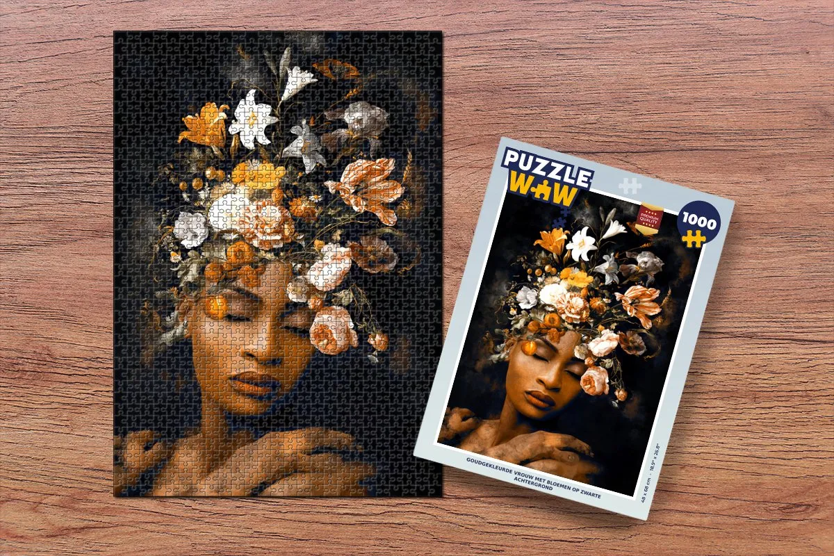 PuzzleWow Bloemen Vrouw Legpuzzel 1000 Stuks - Multicolor