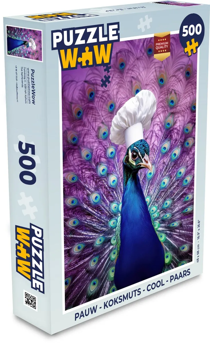 PuzzleWow Koksmuts Pauw Legpuzzel 500 Stuks