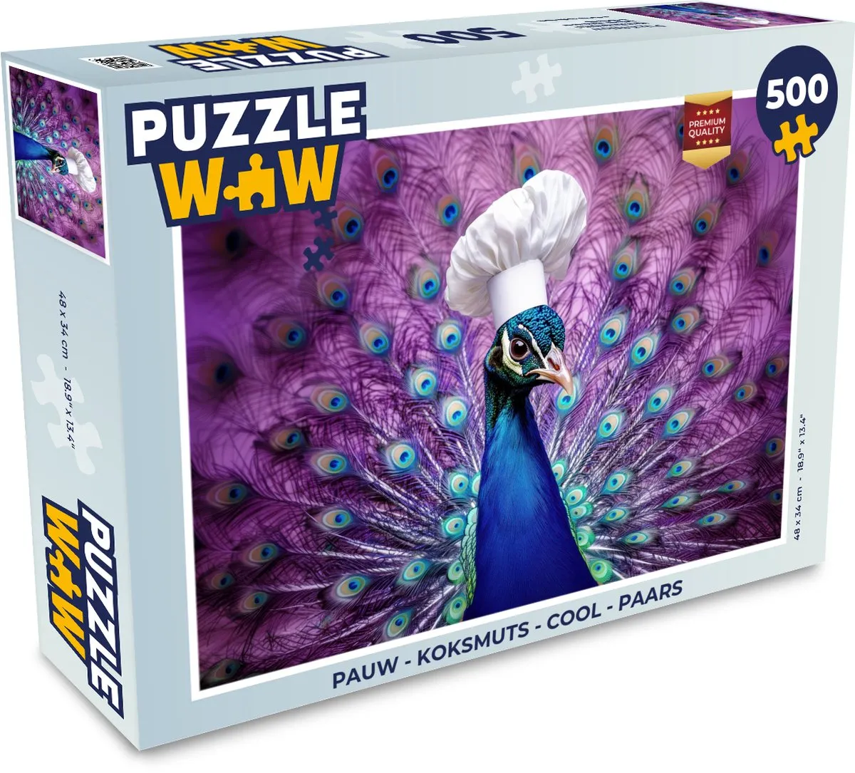 PuzzleWow Koksmuts Pauw Legpuzzel 500 Stuks - Paars