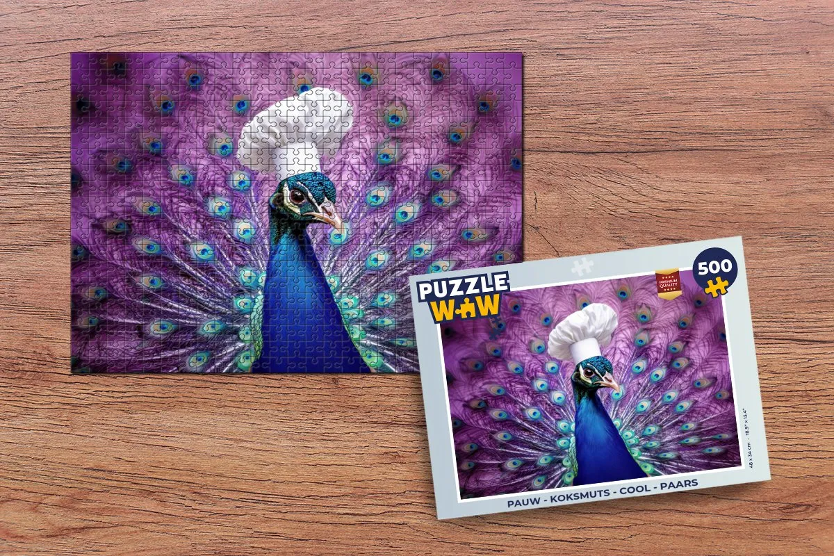PuzzleWow Koksmuts Pauw Legpuzzel 500 Stuks - Paars