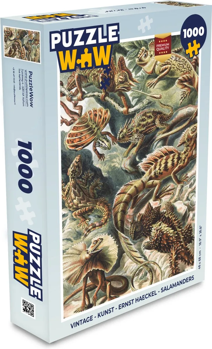 PuzzleWow Vintage Salamanders Legpuzzel 1000 Stuks - Multicolor