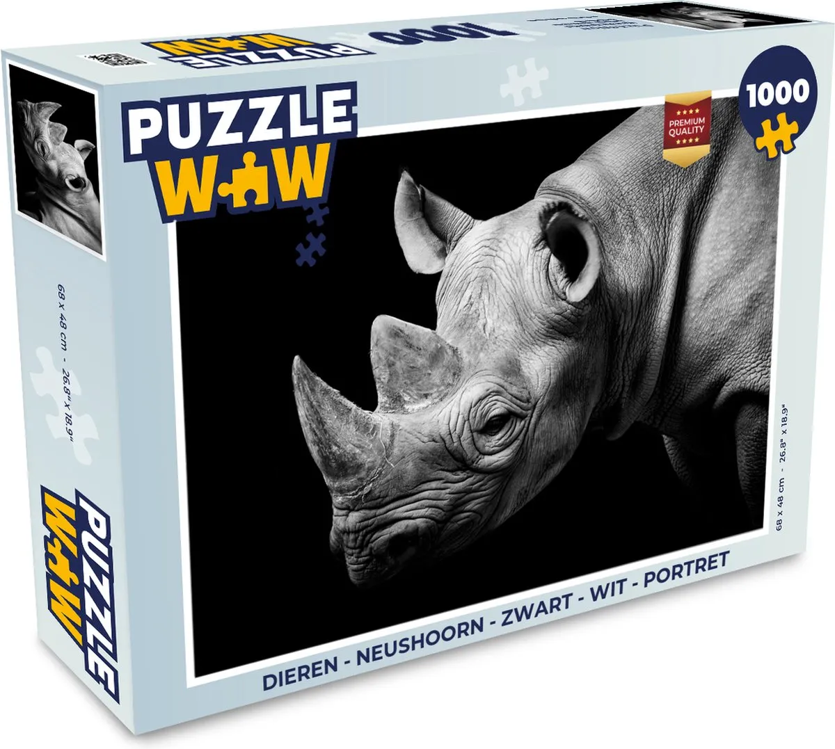 PuzzleWow Dieren Neushoorn Legpuzzel 1000 Stuks