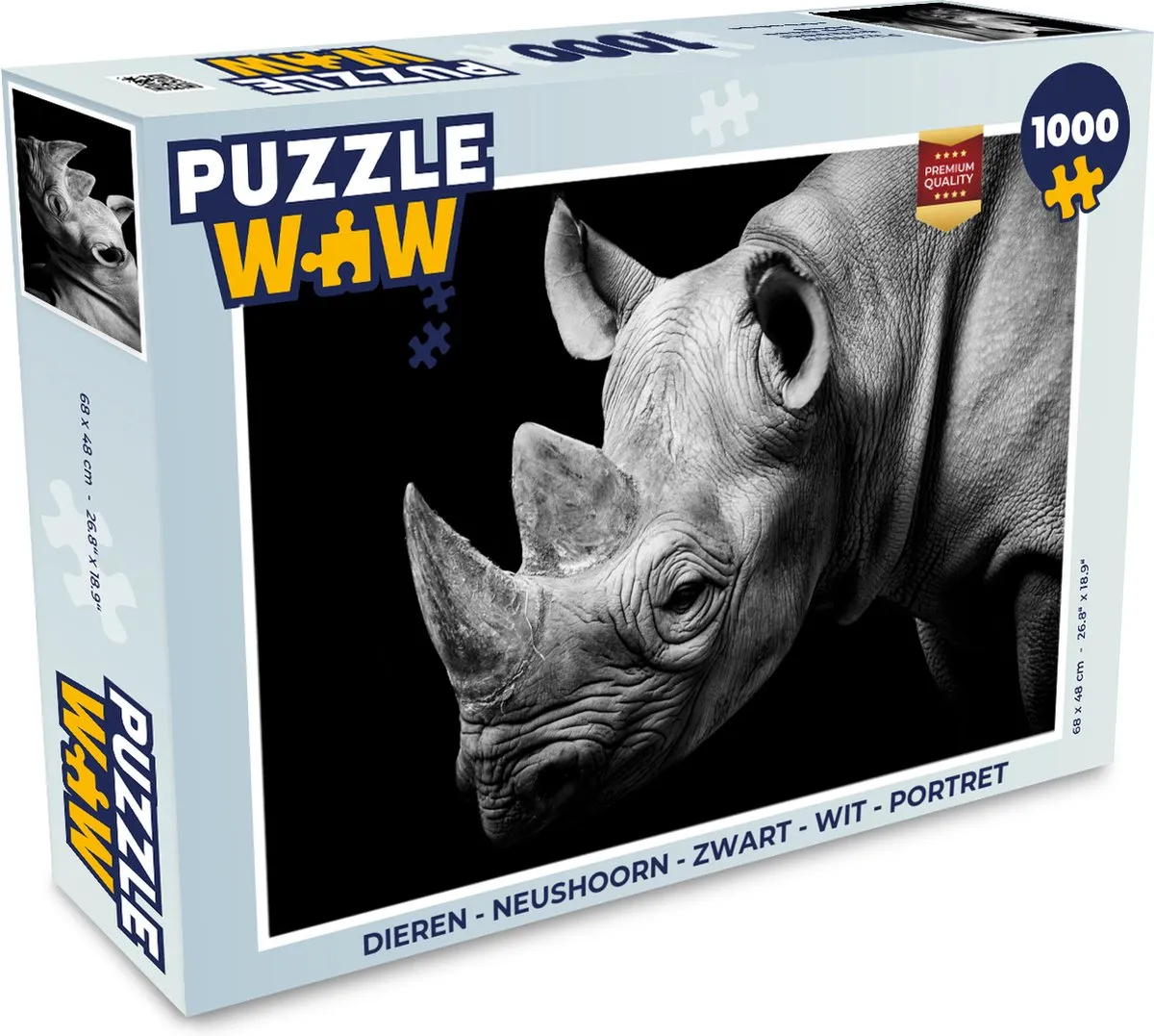 PuzzleWow Dieren Neushoorn Legpuzzel 1000 Stuks - Multicolor