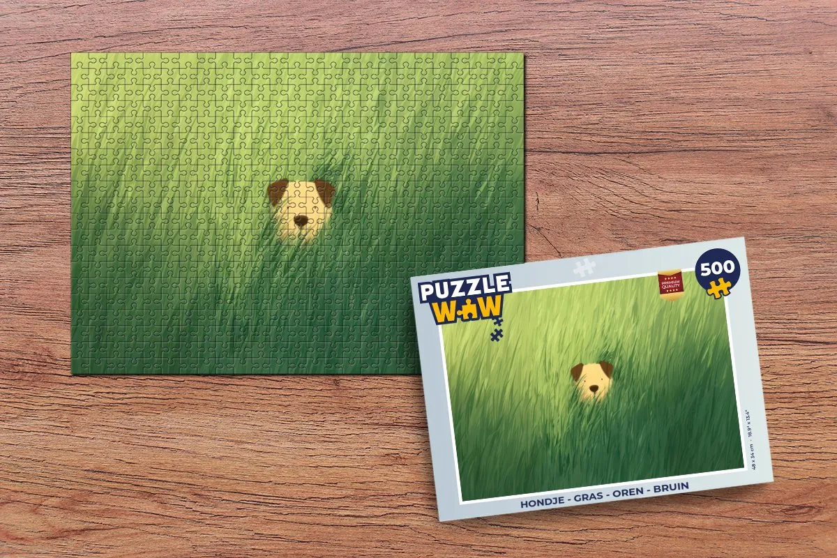 PuzzleWow Hondje Gras Legpuzzel 500 Stuks - 8721406842460