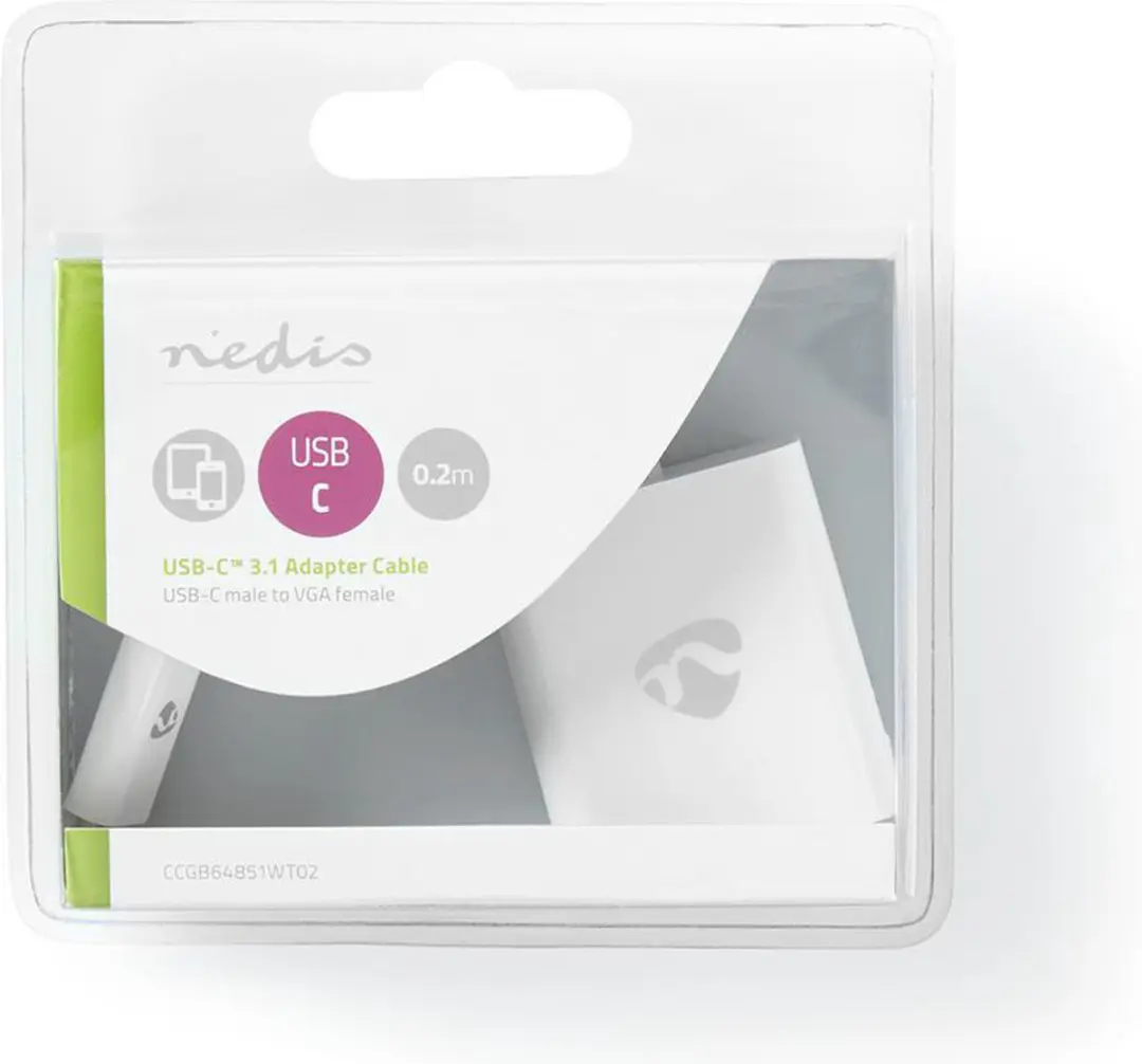 Nedis USB-C naar VGA Adapter 1080p - 5Gbps - 20cm - Wit