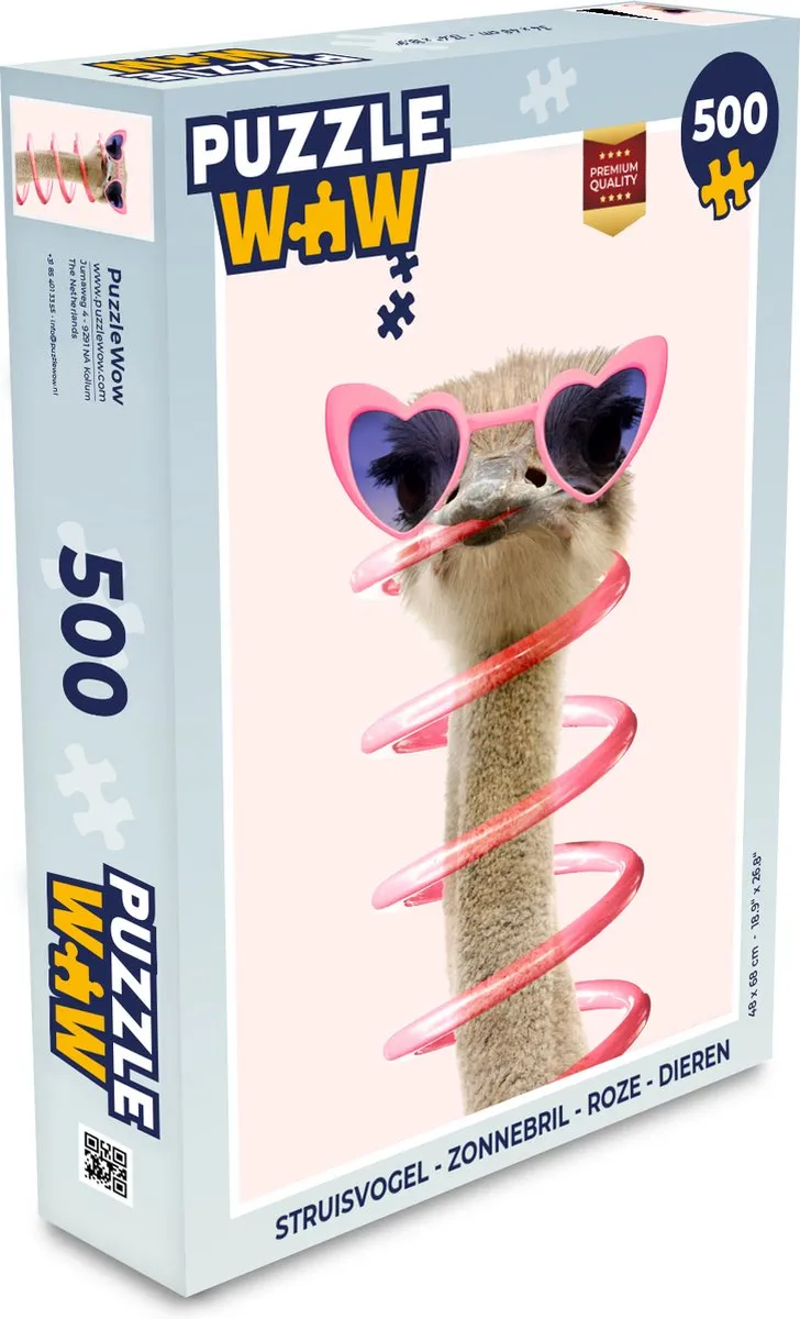 PuzzleWow Struisvogel Zonnebril Legpuzzel 500 Stuks - Multicolor