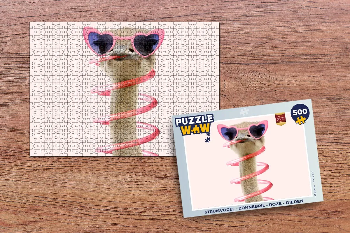 PuzzleWow Struisvogel Zonnebril Legpuzzel 500 Stuks - Multicolor