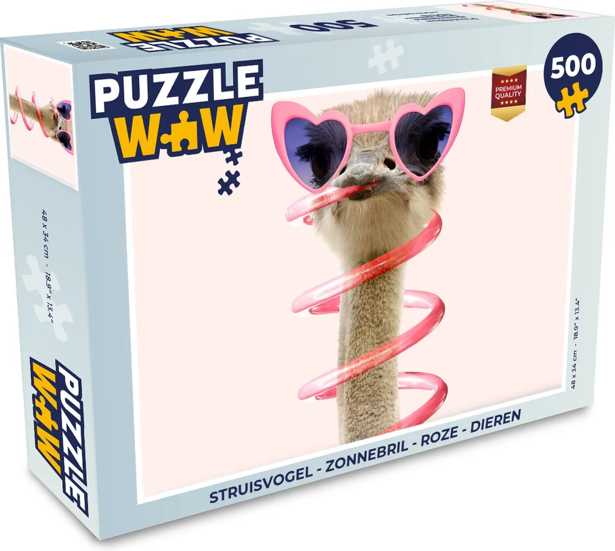 PuzzleWow Struisvogel Zonnebril Legpuzzel 500 Stuks - Multicolor