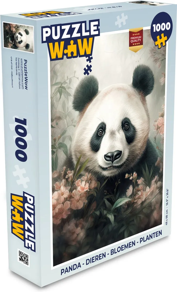 PuzzleWow Puzzel Panda Legpuzzel 1000 Stuks - Multicolor