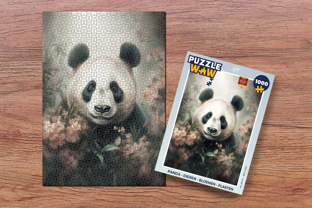 PuzzleWow Puzzel Panda Legpuzzel 1000 Stuks - Multicolor
