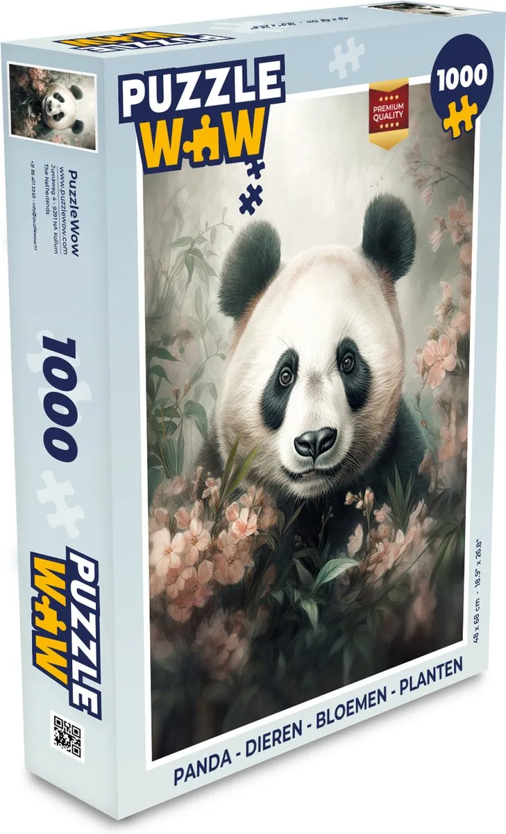 PuzzleWow Puzzel Panda Legpuzzel 1000 Stuks - Multicolor