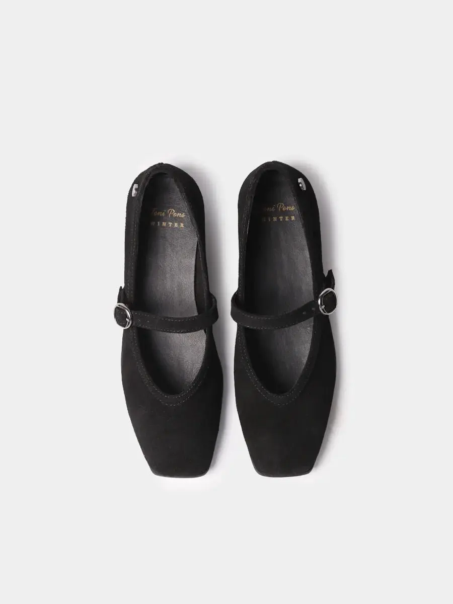 Suède Mary Janes voor dames met gesp