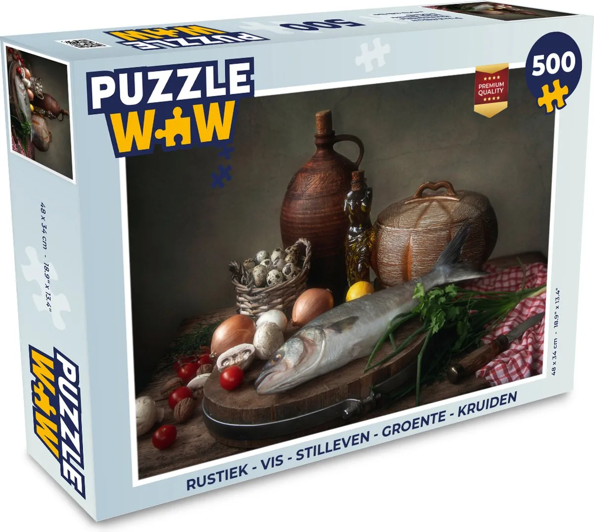 PuzzleWow Rustiek Vis Stilleven Legpuzzel 500 Stuks - Multicolor