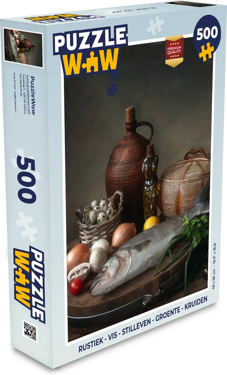 PuzzleWow Rustiek Vis Stilleven Legpuzzel 500 Stuks - Multicolor