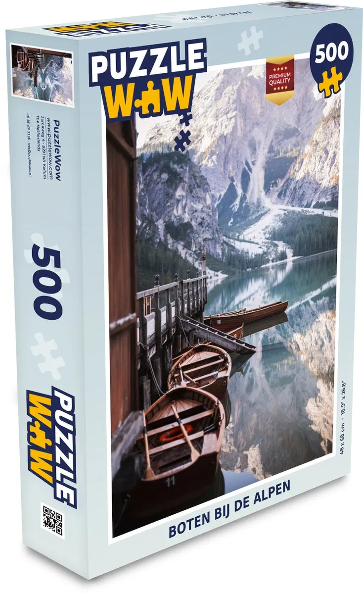 PuzzleWow Alpen Boot Meer Legpuzzel 500 Stuks
