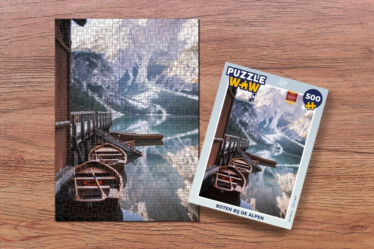 PuzzleWow Alpen Boot Meer Legpuzzel 500 Stuks - Multicolor