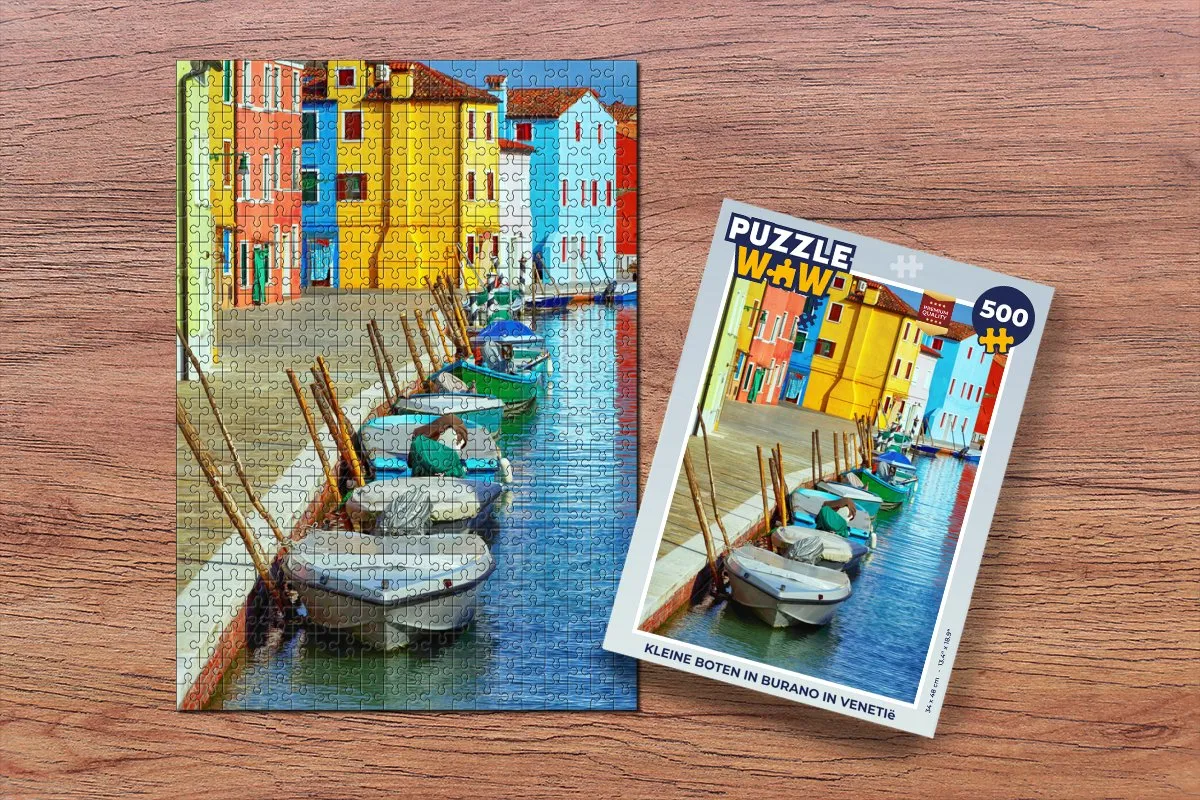 PuzzleWow Legpuzzel Kleine boten in Burano 500 Stuks - Multicolor