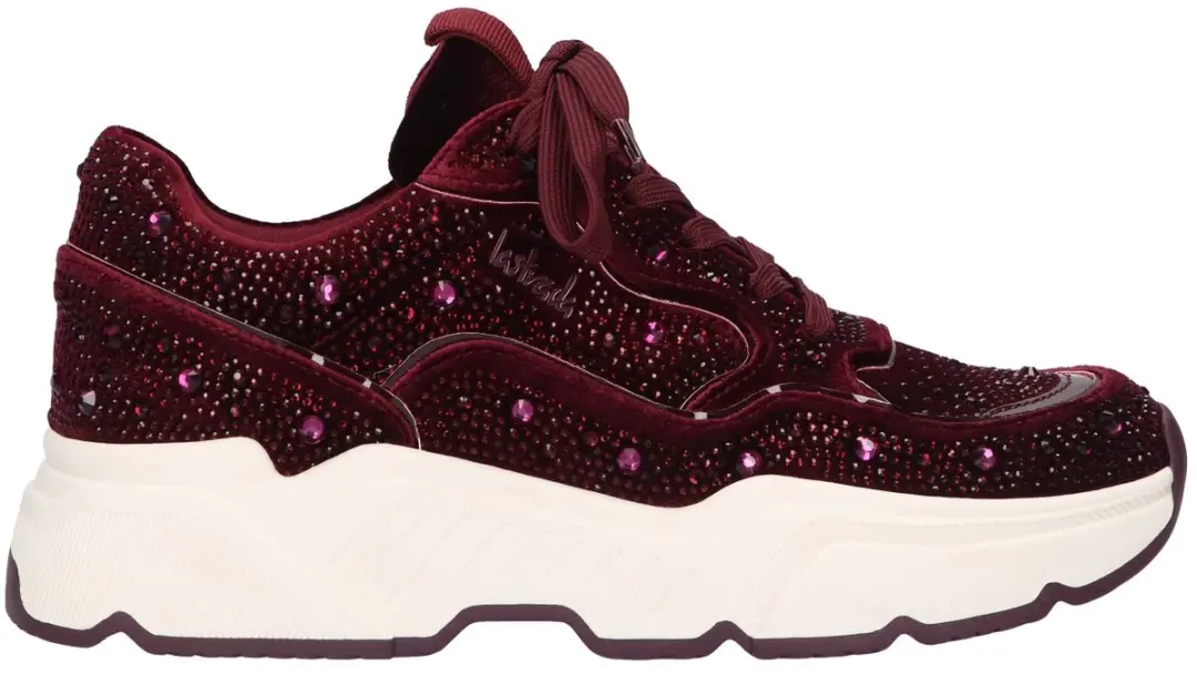 La Strada Sneaker Met Steentjes Bordeaux Velvet
