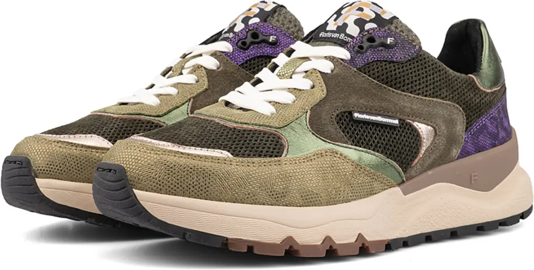 Floris van Bommel Dames Sneaker Treni 02.12 SFW-10164-50-01 - Groen Combinatie - Maat 39