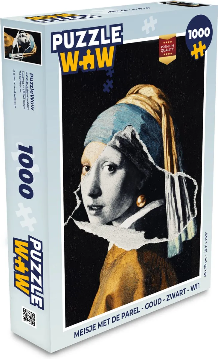 PuzzleWow Meisje met de Parel Legpuzzel 1000 Stuks