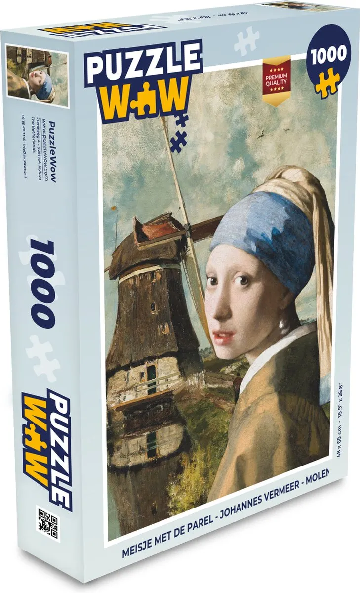 PuzzleWow Meisje met de Parel Legpuzzel 1000 Stuks - Multicolor