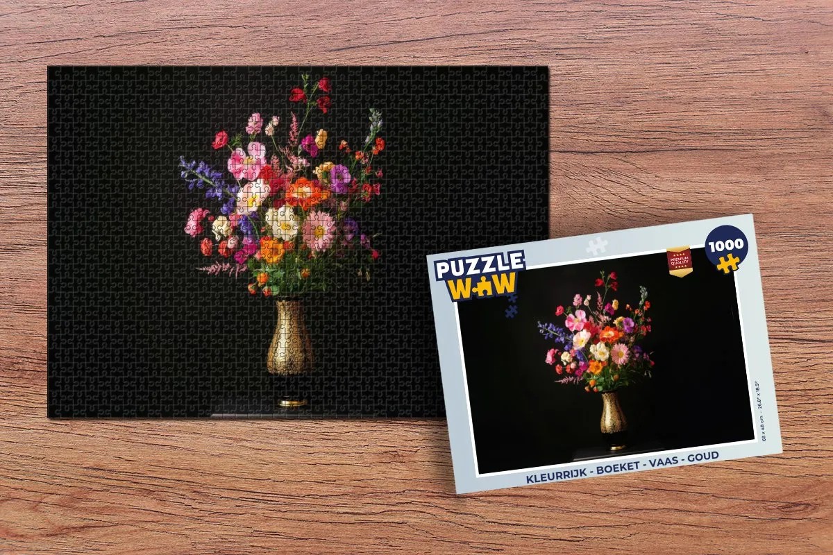 PuzzleWow Boeket Legpuzzel 1000 Stuks - Goud