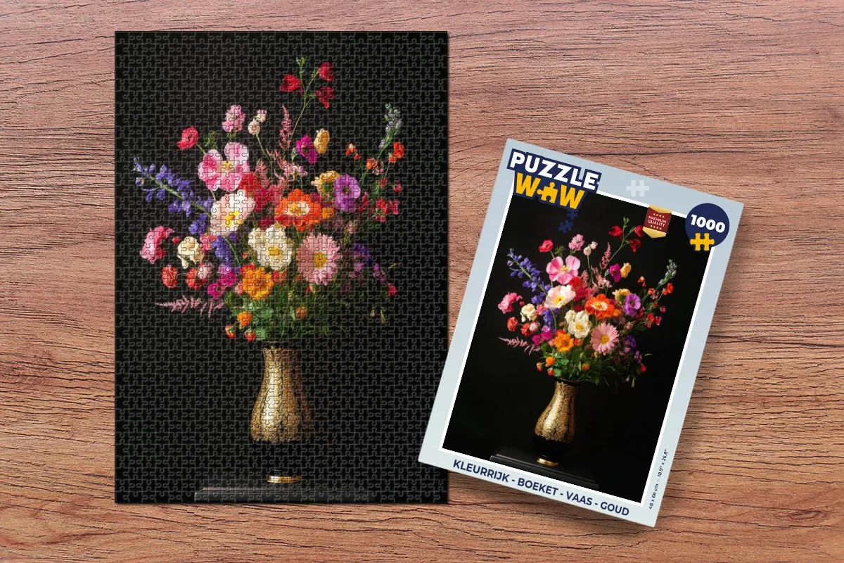 PuzzleWow Boeket Legpuzzel 1000 Stuks - Goud