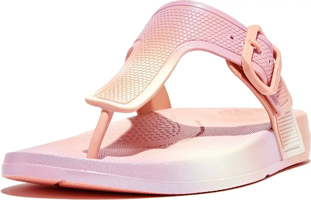 FitFlop FitFlop Iqushion Iridescent Adjustable Buckle Flip-Flops WIT