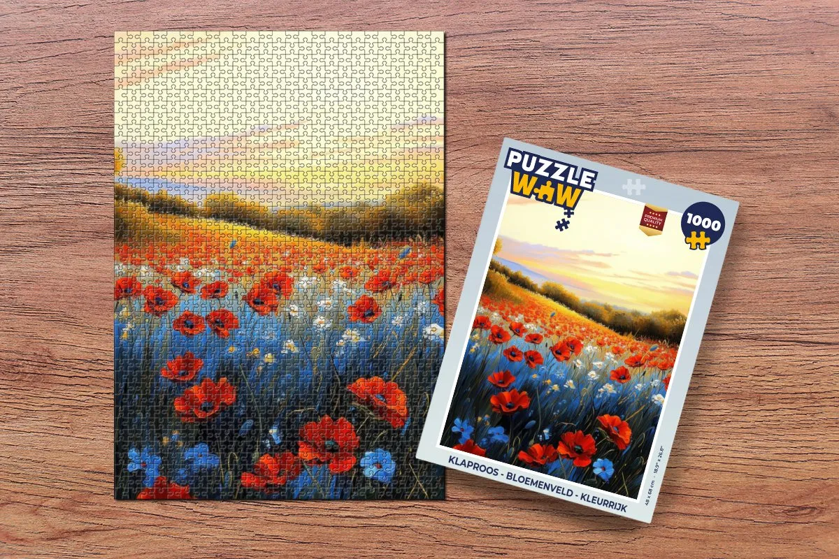 PuzzleWow Klaproos Legpuzzel 1000 Stuks - Bloemenveld