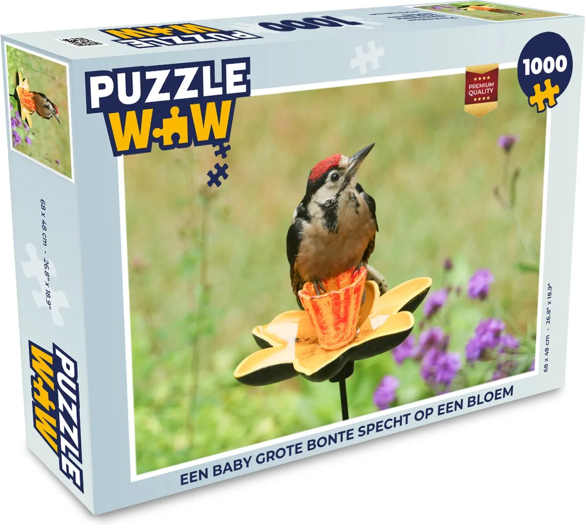 PuzzleWow Legpuzzel Een Baby Grote Bonte Specht - 1000 Stuks - Multicolor