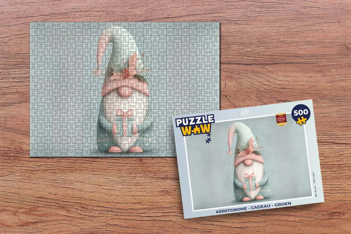 PuzzleWow Kerstgnome Puzzle 500 Stuks - Groen