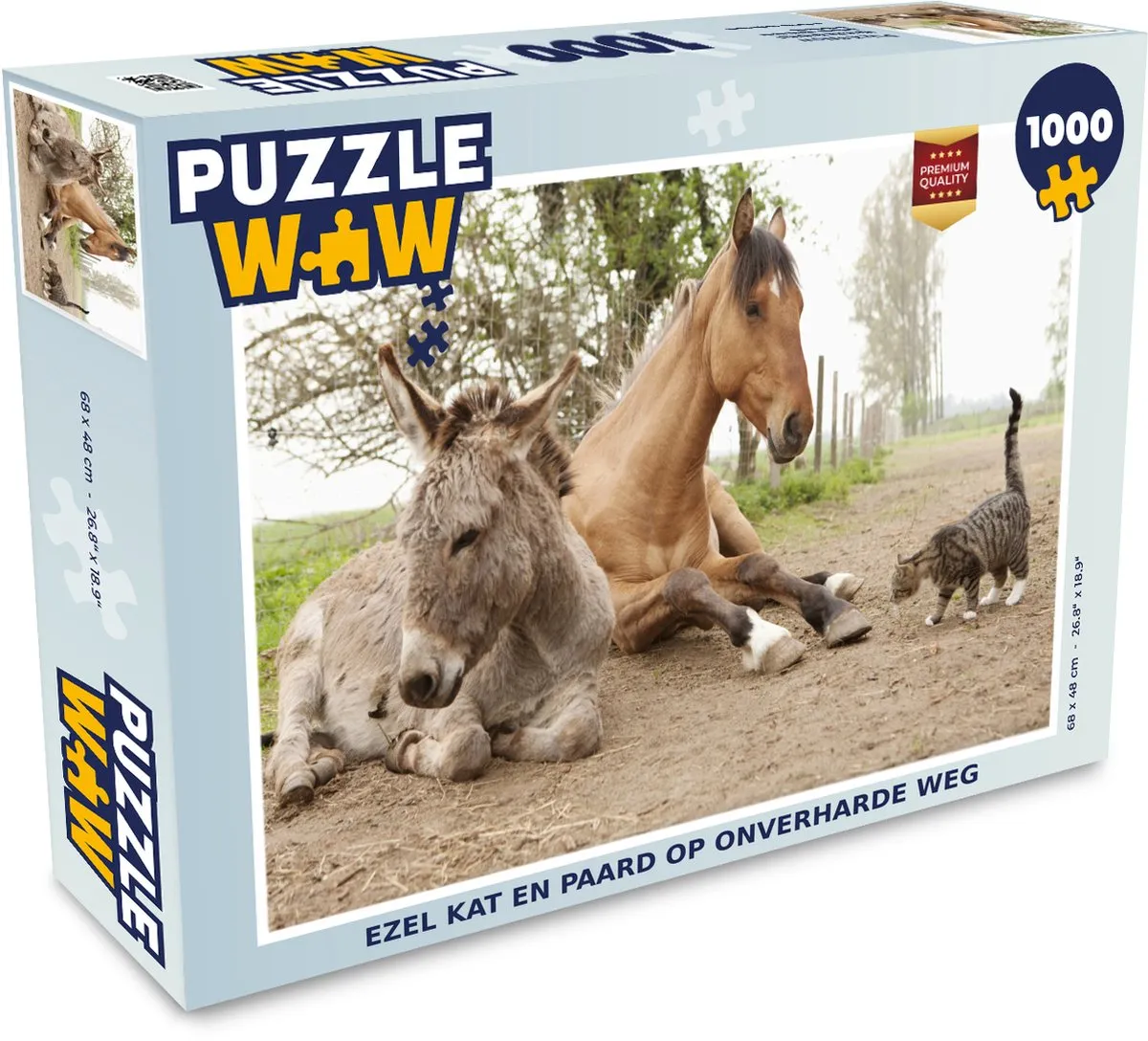PuzzleWow Legpuzzel Kat en Paard 1000 Stuks - Multicolor