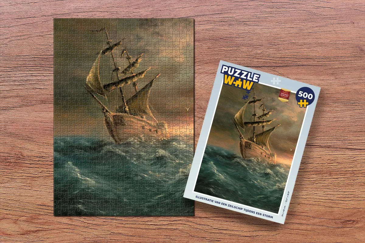 PuzzleWow Legpuzzel Zeilschip Storm 500 Stuks - Multicolor