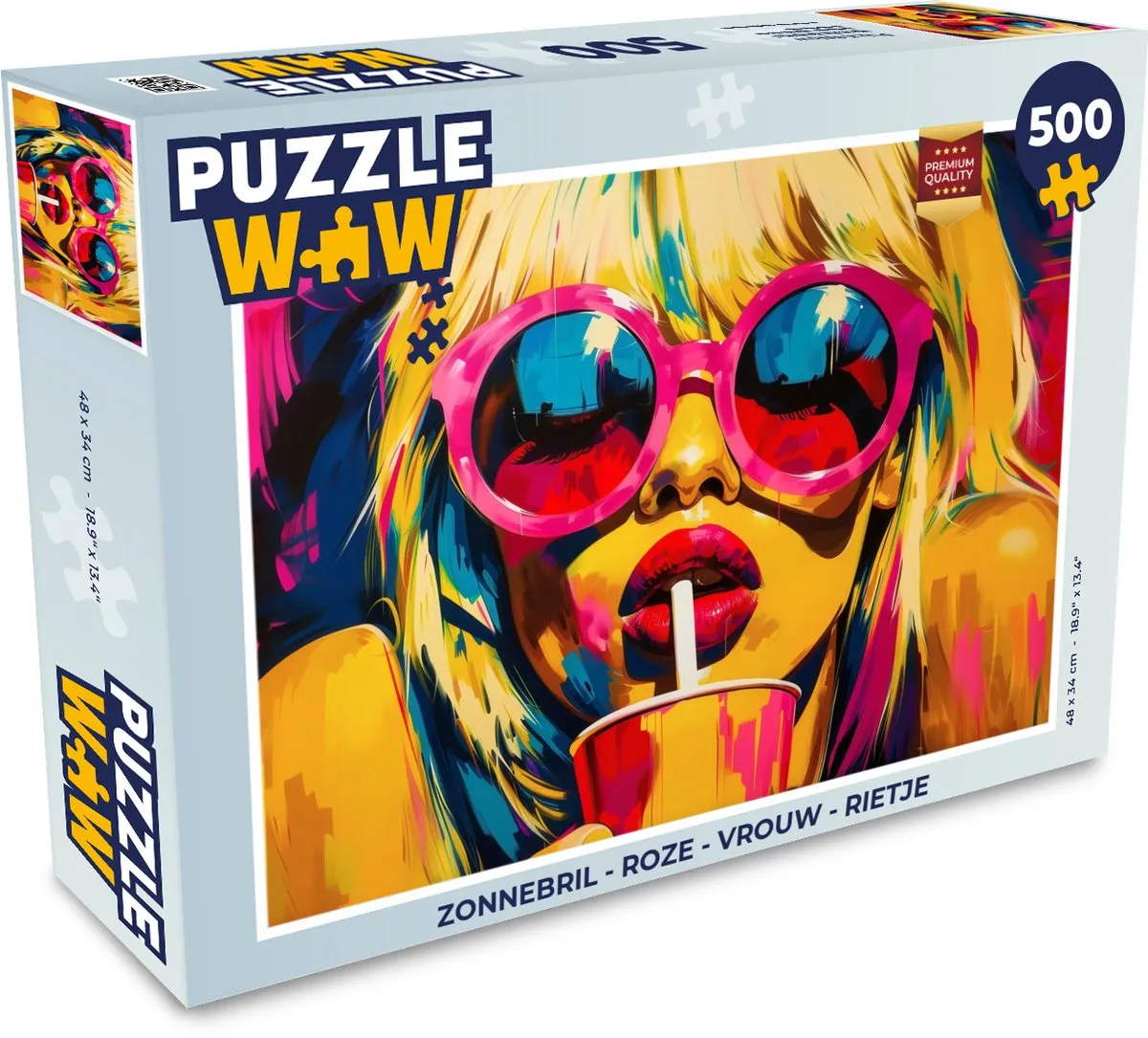 PuzzleWow Zonnebril Legpuzzel 500 Stuks - Roze