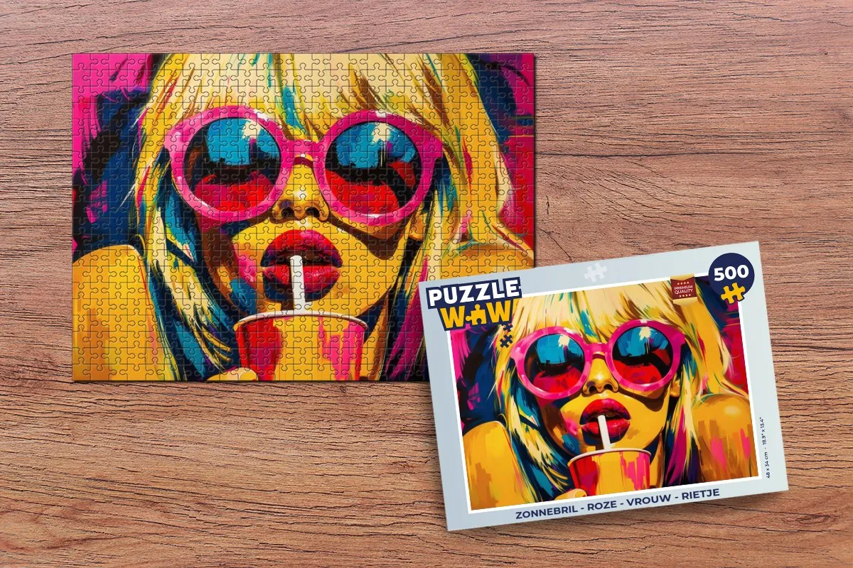 PuzzleWow Zonnebril Legpuzzel 500 Stuks - Roze