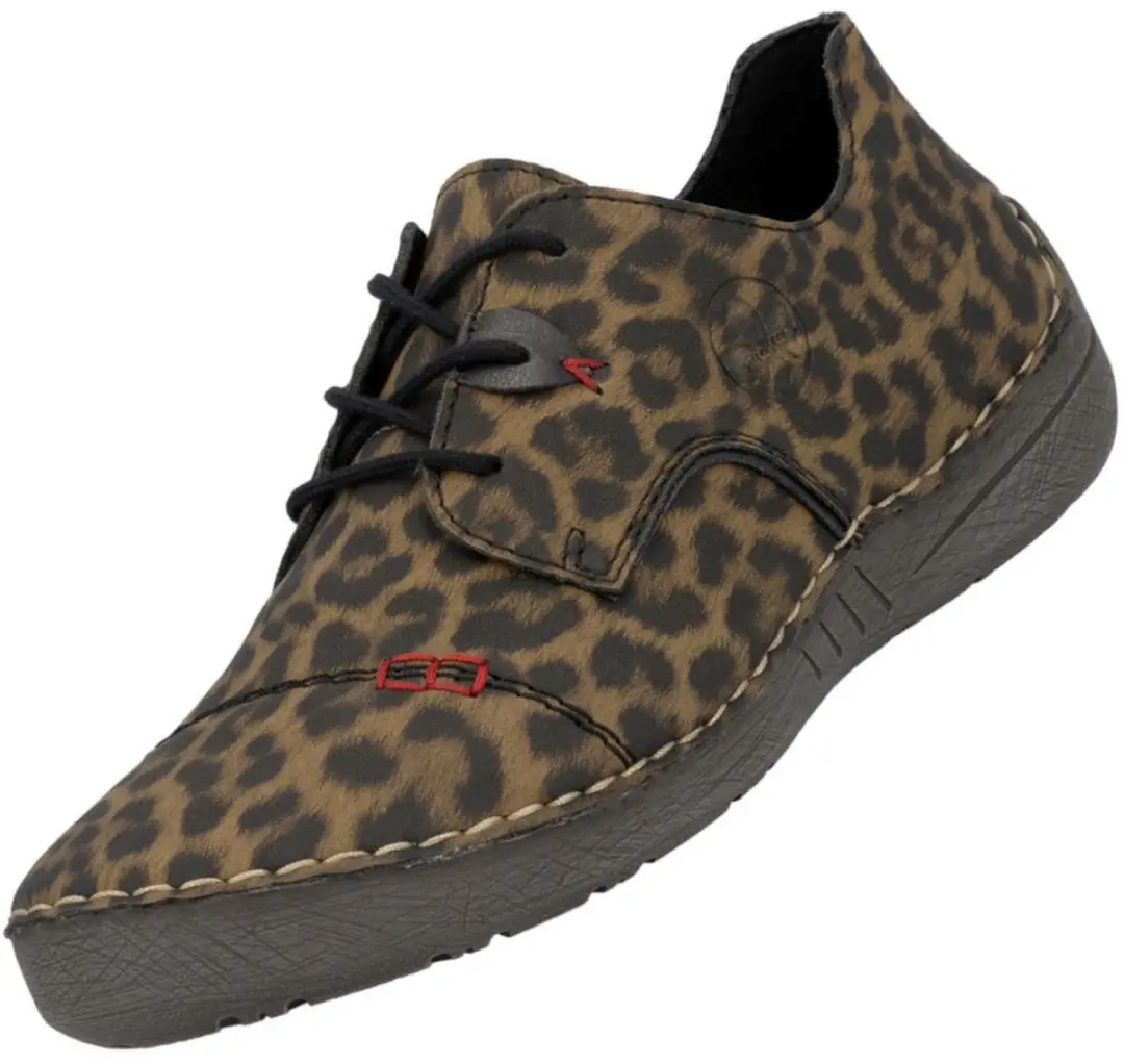 Rieker dames veterschoenen bruin/leopard
