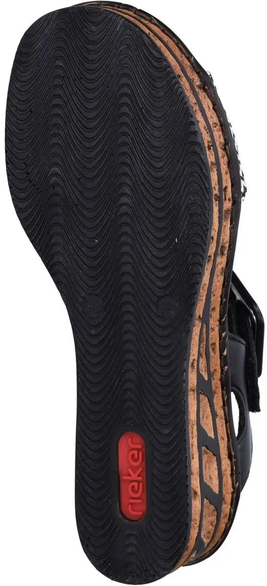 Rieker Plat Sandalen - Maat 38 - Zwart