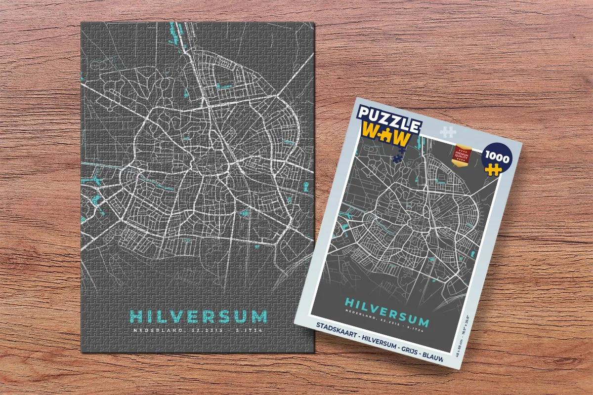 PuzzleWow Hilversum Legpuzzel 1000 Stuks - Stadskaart Multicolor