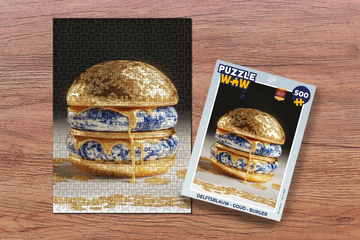 PuzzleWow Delftsblauw Burger Legpuzzel 500 Stuks - Goud