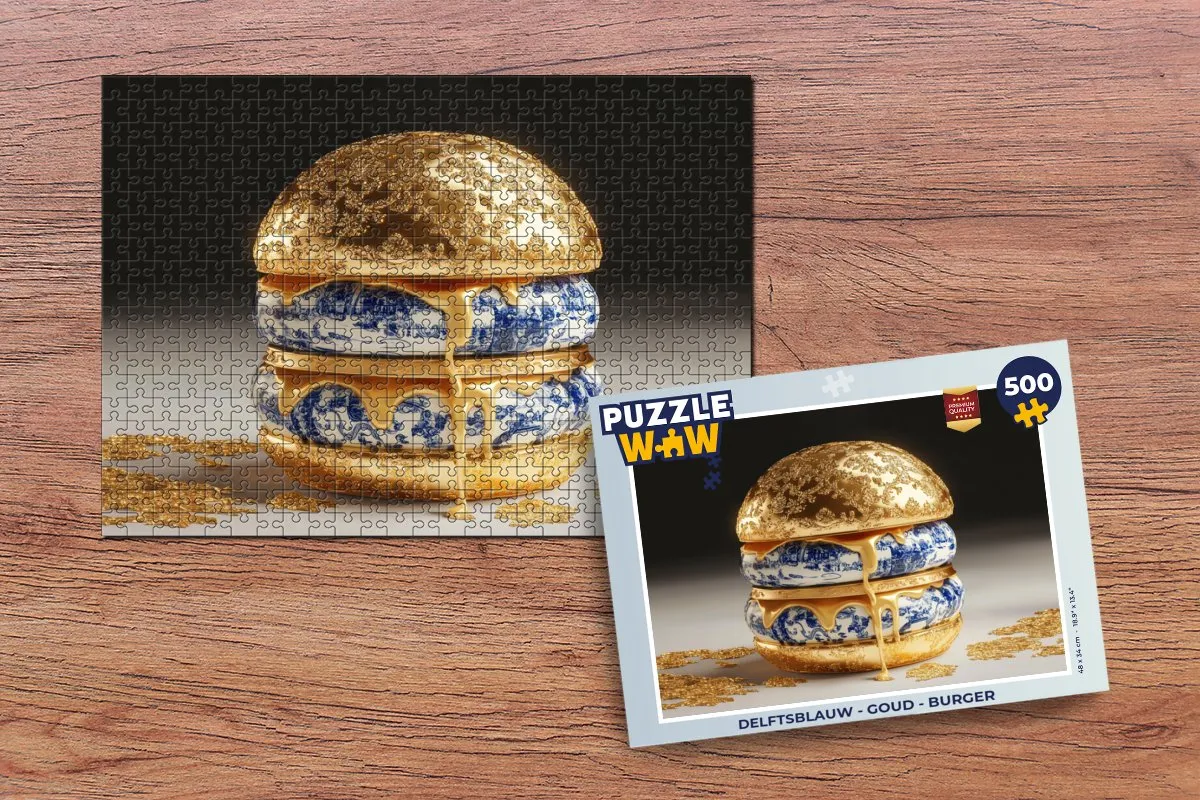 PuzzleWow Delftsblauw Burger Legpuzzel 500 Stuks - Goud